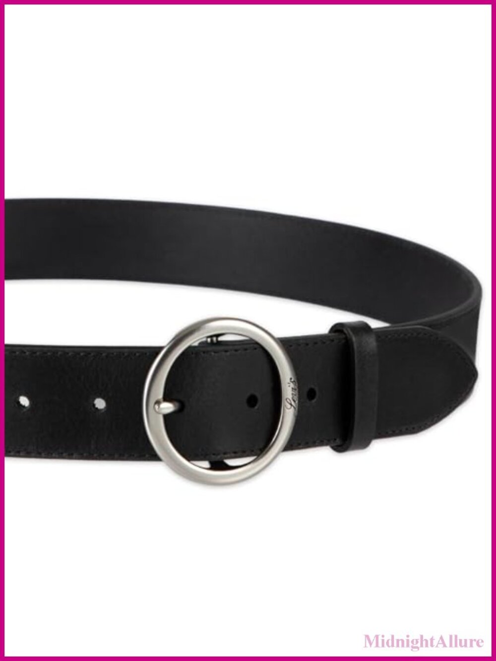 Genuine Leather Belt Round Buckle Adjustable Everyday Casual